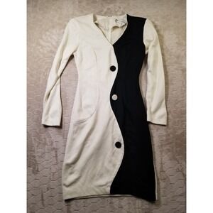 VTG 80s Betsys Things Dress White Black Ying Yang Sz‎ 5/6 See Pics